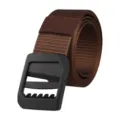 Durable brown tactical nylon belt for men with adjustable black plastic buckle SKU - Coffee