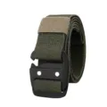 Durable men's elastic tactical belt featuring a black alloy hook buckle in olive green finish - 125cm / Green