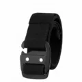 Black elastic tactical belt with heavy duty alloy hook buckle for men outdoors - 125cm / Black