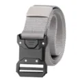 Grey tactical belt with black alloy buckle durable nylon canvas belt for outdoor sports - Gray