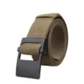 Taktischer elastischer Webgürtel mit schwarzer quadratischer Metallschnalle für Sport - 125cm / Khaki