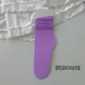Light purple velvet slouch socks for women, breathable thin mid-calf hosiery in candy color - One Size / Light Purple
