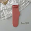 Thin dusty pink slouchy mid-calf socks made of soft velvet material for women and girls - One Size / Dusky Pink