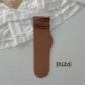 Coffee brown ribbed mid-calf slouch socks for women, thin velvet summer style - One Size / Coffee