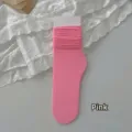 Soft pink velvet slouch socks for women in candy color thin mid-tube spring style - One Size / Pink