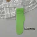 Light green velvet slouch crew socks for women thin breathable candy color long socks - One Size / Light Green