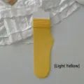 Soft light yellow summer thin velvet slouchy socks for women with ribbed texture - One Size / Bright yellow