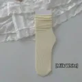 Women's thin velvet slouch socks in soft milky white color for summer and spring wear - One Size / Milk White