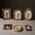 Set of vintage gold French court style relief resin picture frames with classic artwork - 6-Piece Set
