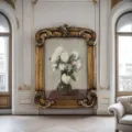 Magnificent view of a large ornate golden vintage resin frame with floral oil painting - 12 Inch (20*29cm)