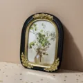 Vintage French style resin picture frame with elegant gold floral relief details - 6 Inch / Black