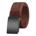 Adjustable brown nylon canvas belt with sleek black automatic buckle for casual wear - 125cm / Coffee