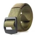 Taktischer Nylongurt mit Metallschnalle fuer Outdoor Militaertraining und Alltag. - 125cm / Armeegrün