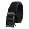 Durable men's tactical belt featuring a black alloy automatic buckle and woven nylon strap - 125cm / Black