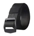 Schwarzer taktischer Gürtel mit Schnalle, robustes Nylon Design für Outdoor und Freizeit. - 125cm / Schwarz
