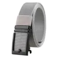 Men's light grey tactical nylon web belt with matte black alloy automatic buckle - 125cm / Gray
