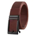 Premium men's brown nylon tactical belt featuring a sleek black alloy automatic buckle - 125cm / Coffee