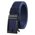 Durable navy blue woven nylon tactical belt for men with automatic alloy buckle - 125cm / Navy Blue