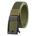 Tactical men's olive green webbing belt with a black matte alloy automatic buckle - 125cm / Army Green