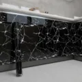 Papel pintado mármol negro para muebles de cocina, adhesivo impermeable resistente. - Ancho 60 cm * 3 m / Negro Diamante
