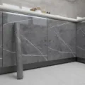 Papier peint marbre gris foncé adhésif imperméable pour meubles de cuisine et placards de rénovation. - Gris Classique