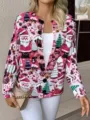 Detailed view of vintage Christmas cardigan with festive Santa Claus and tree patterns - S / Tops / Pink Christmas (25050501)