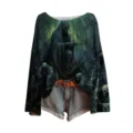 Halloween 3D Geprint Magere Hein Lange Mouw Boothals Trui Donkere Fantasie Top Dames - S / Tops