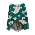 Halloween lange mouwen trui met bootmalls en schattig wit spook en hartjesprintontwerp. - S / Tops
