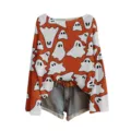 Oranje Halloween trui met spookprint boothals lange mouwen stijlvolle casual dames pullover top - S / Tops