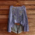 Off-shoulder long sleeve floral 3D print knit sweater women casual autumn apparel top - S / Color 836