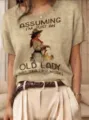 Modischer Vintage Kurzarm-Strickpullover mit Rundhalsausschnitt und Grafikprint - S / Oberteile / Hellkhaki Retro-Lady (QZDX69)