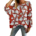 Oversized orange knit sweater featuring white 3D ghost pattern for Halloween season - S / Tops / Orange Ghost Pattern (LXK-TTLK3-4)