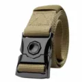 Durable khaki tactical belt with quick-release black alloy buckle for men outdoor - 125cm / Khaki