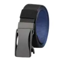 Two-color nylon tactical belt with matte black automatic buckle for men's outdoor - 125cm / Black And Navy