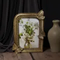 Antiker verwitterter Schmetterling Bilderrahmen europäischer Luxus geschnitzter Fotoständer - 6 Zoll: 10*15 Außendurchmesser 14.5*19 cm
