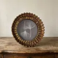 Vintage gold French court style resin photo frame with elegant beaded relief design - Round Vintage Gold (JY-0058) / 4 Inch (Outer 14x14cm)