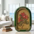 Vintage French court style green embossed resin photo frame with floral art - Arched Vintage Green Gold (JY-0058) / 10 Inch (Outer 21x31cm)