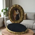 Cadre photo ovale doré vintage français avec portrait de chat amusant pour la maison. - Diamètre extérieur : 21*26CM / Or rétro : Diamètre intérieur 12,5x17 cm
