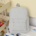 Mochila de pana azul claro minimalista con gran capacidad para estudiantes y viajes - Gris