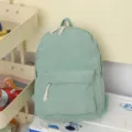 Mochila informal de pana verde menta con bolsillo grande para estudiantes y viajes - Verde