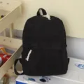 Mochila de pana negra para mujer, bolso informal de gran capacidad para estudiantes - Negro