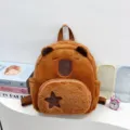 Simpatico e morbido zaino in peluche Capybara marrone per ragazze, scuola e tempo libero - Caffè