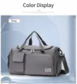 Gran bolsa de deporte y viaje gris con separación seco-húmedo y correa ajustable - Gris