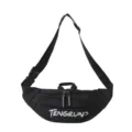 Modern minimalist black crossbody chest bag featuring white TENGRUN letter print design - Black