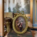 Exquisite French vintage gold picture frame with bow and floral art for interior decor. - 13.5x18cm / Platinum