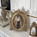 Vintage ornate gold resin photo frame with cherub detail in home setting - Angel Embossed (JY-M0028) / 7 Inch (Inner 13x17.5cm)