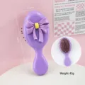 Mignonne brosse à cheveux violette avec grand nœud, peigne de massage portable pour filles - Peigne à Manche Nœud / Violet