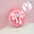 Brosse à cheveux pliante à coussin d'air avec nœud rose et miroir de courtoisie pour voyage - Peigne Miroir Pliable Nœud / Rose