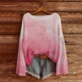 Dames lange mouw off shoulder gebreide trui roze ombre casual pullover top herfst - S / Tops