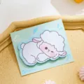 Cute cartoon white sheep shaped self-adhesive sticky notes on light green backing card - Sheep